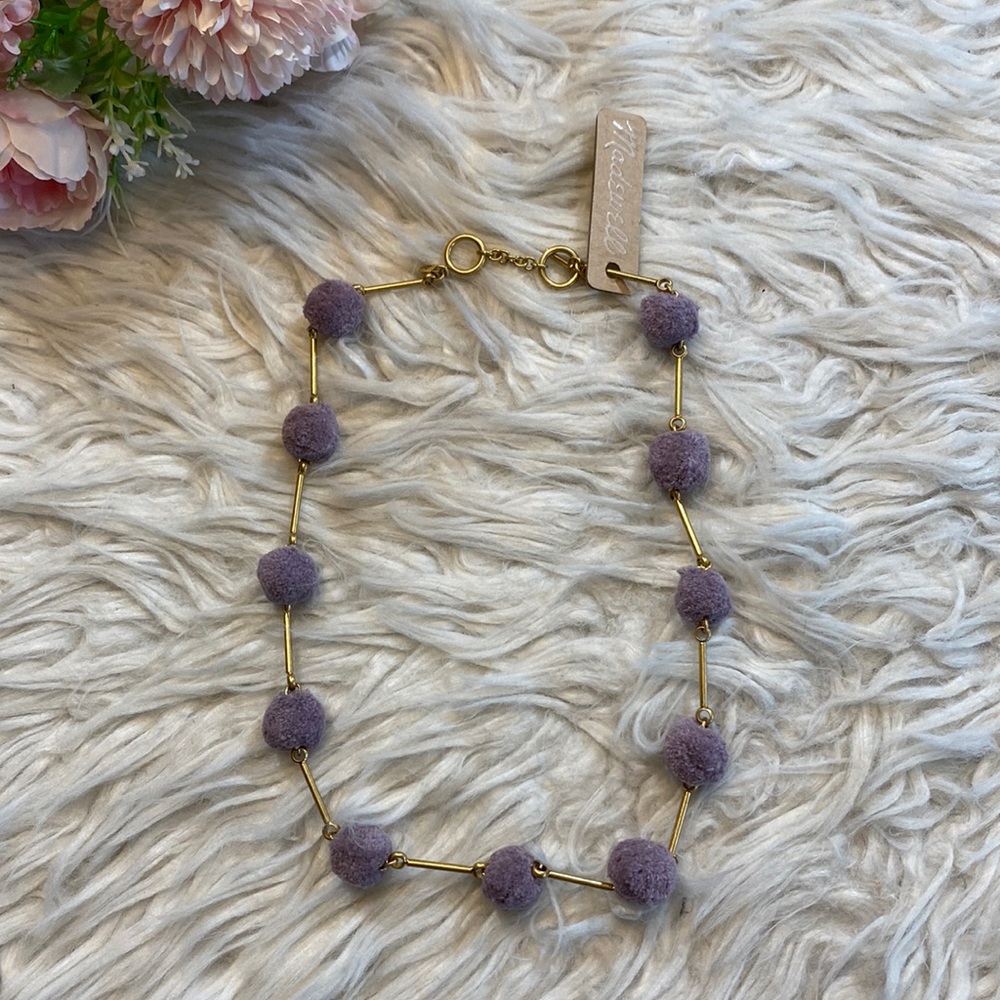 NWT Madewell Dusty Purple Pom Pom Necklace